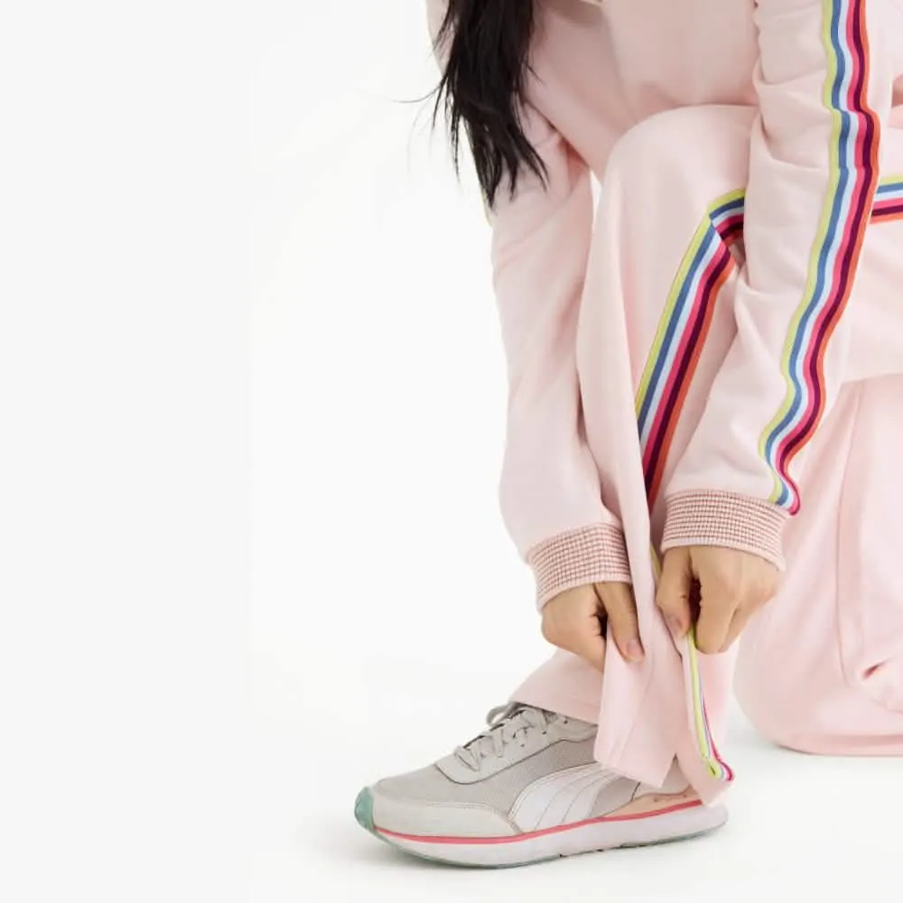 women's crystal pink cotton magnetic track pant