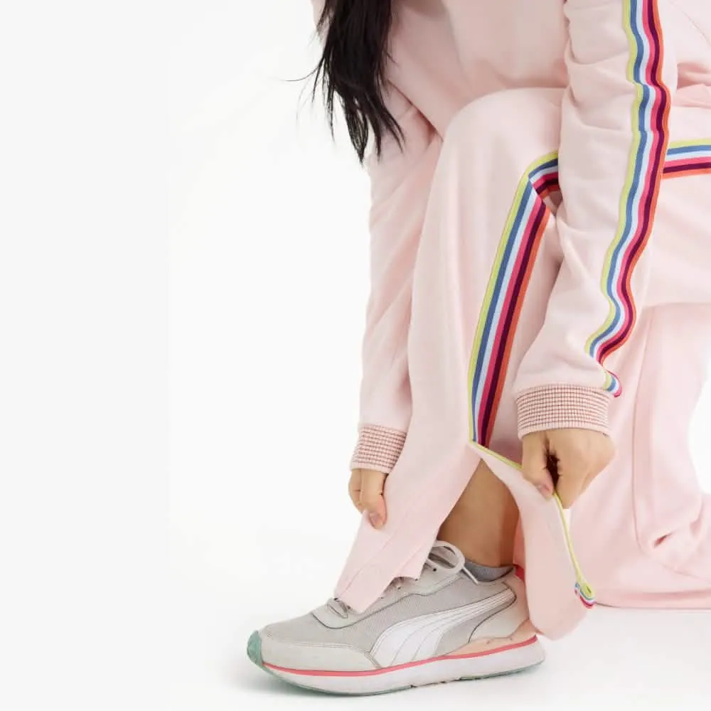 women's crystal pink cotton magnetic track pant