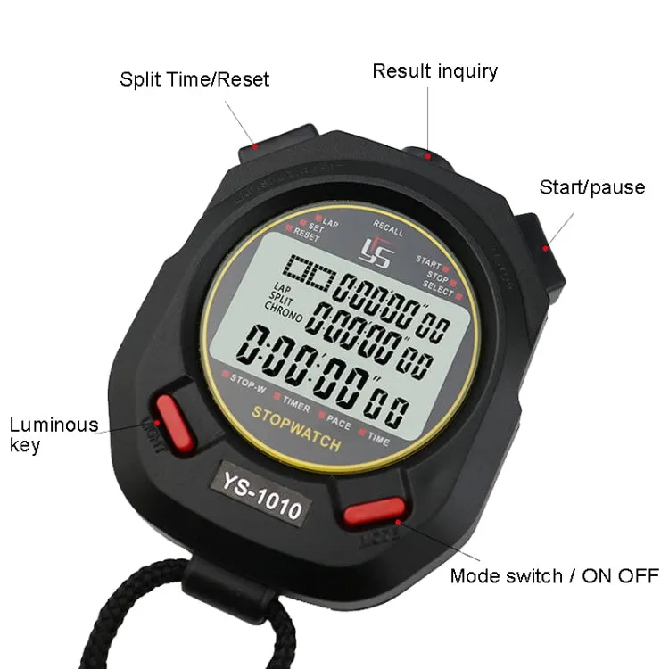 YS 3 Rows Display Luminous Stopwatch Timer Training Referee Stopwatch, Style: YS-1060 60 Memories